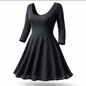 Chic Black  Lace  Scoop Neck  Party  Dress Medium